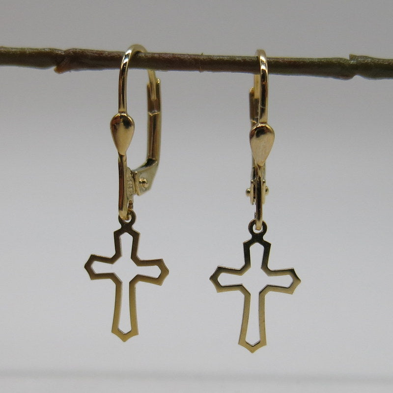585/-er Gold - Kreuz Ohrhänger - L: 31mm