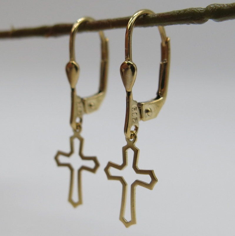 585/-er Gold - Kreuz Ohrhänger - L: 31mm