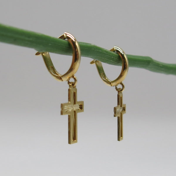 585/-er Gold - Kreuz Ohrhänger - L: 25mm