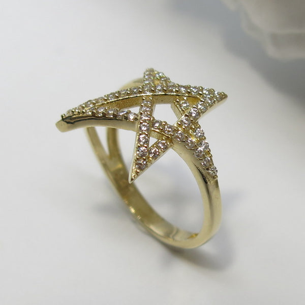 585/-er Gold Stern Ring Zirkonia Yildiz - Gr.54