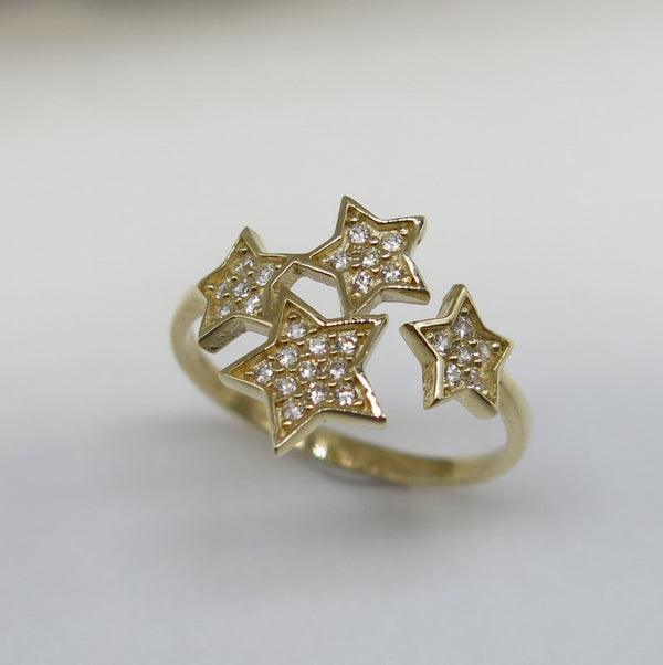585/-er Gold Stern Ring Zirkonia Yildiz - Gr.56