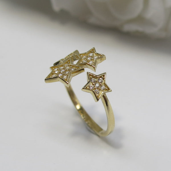 585/-er Gold Stern Ring Zirkonia Yildiz - Gr.56