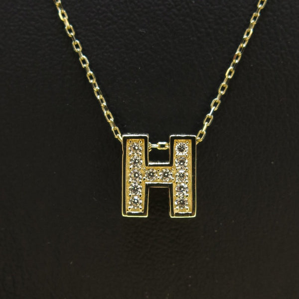 585/-er Gelbgold - "H" Buchstaben Kette - L: 42cm