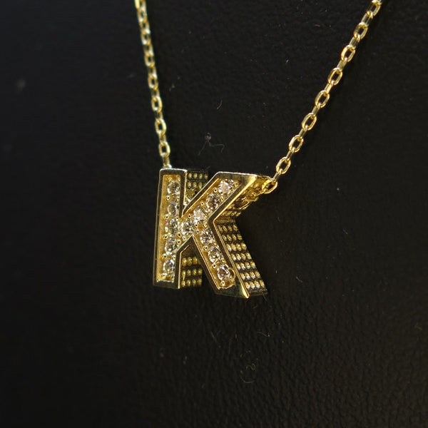 585/-er Gelbgold - "K" Buchstaben Kette - L: 42cm