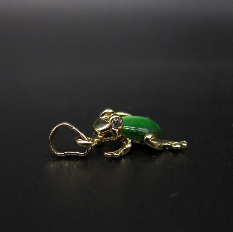 585/-er Gold - Frosch Anhänger mit Grünem Tigerauge - Ø 15mm - ca.4.20gr.