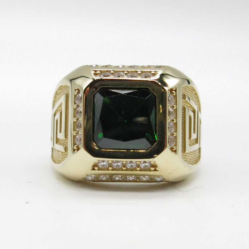 585/-er Gold - Turmalin Ring Mit Zirkonia Herrenring - Gr.66 - ca.10.85gr.