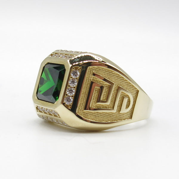 585/-er Gold - Turmalin Ring Mit Zirkonia Herrenring - Gr.66 - ca.10.85gr.
